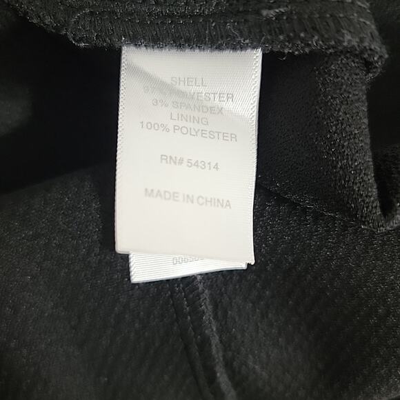 Bisou Bisou Black Ruched V-Neck Dress Gold Zipper Asym Hem Size 12 Stretchy - Picture 7 of 7